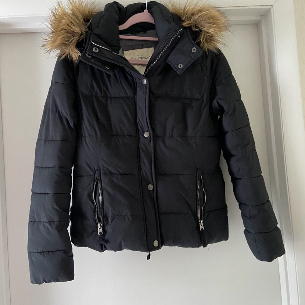 Abercrombie & Fitch Black Jacket with Logo Patch